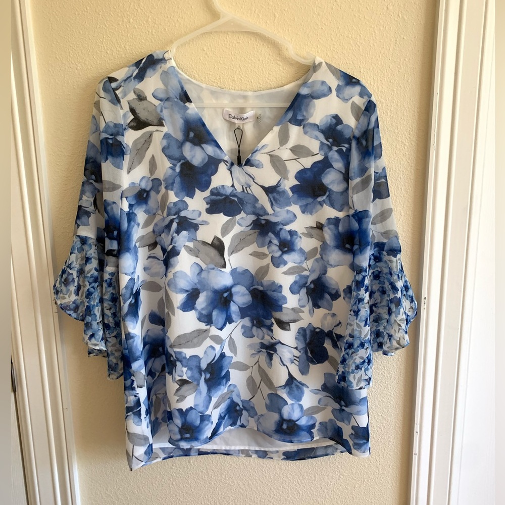 CK Floral Bell Sleeve Top